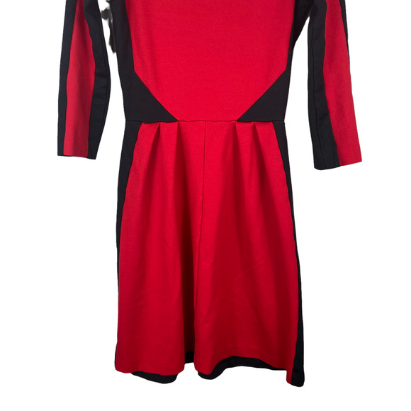 Amanda Uprichard Dress Mini Red Black Long Sleeve Size Small - Picture 6 of 10